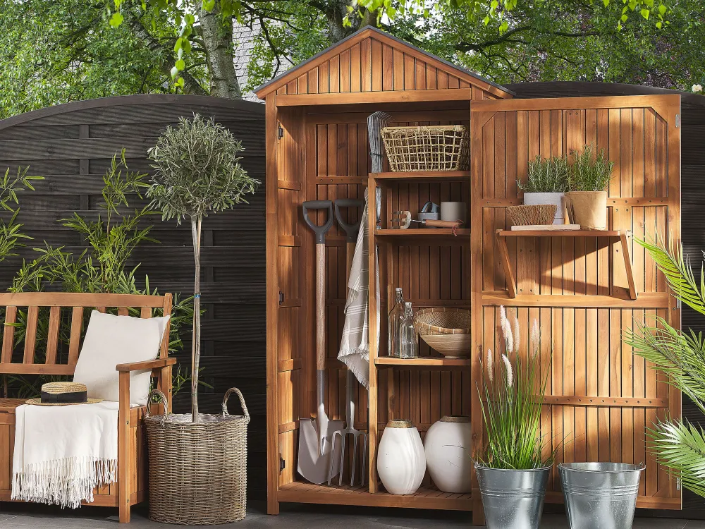 Hot Beliani Puutarhakaappi Akasiapuu Ruskea 100 X 200 Cm Savoca