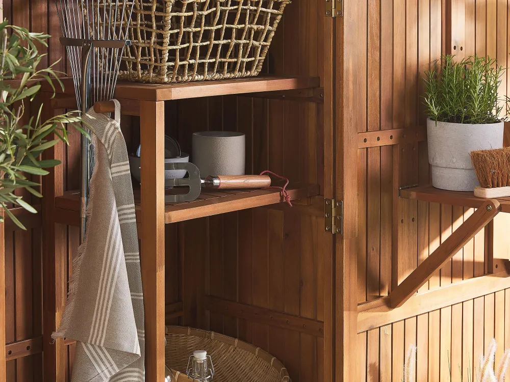 Hot Beliani Puutarhakaappi Akasiapuu Ruskea 100 X 200 Cm Savoca