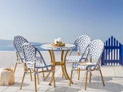 Clearance Beliani Puutarhakalustesetti 4-Istuttava Sinivalkoinen Rifreddo