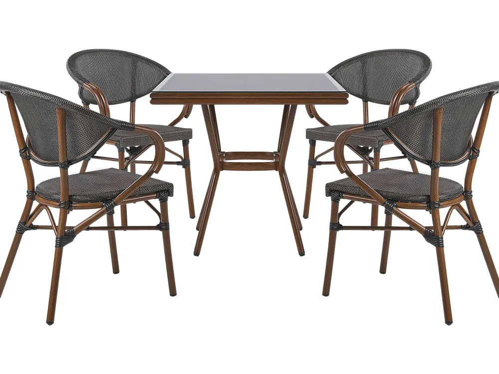 Ulkokalusteet<Beliani Puutarhakalustesetti 4-Istuttava Harmaa/Musta Caspri