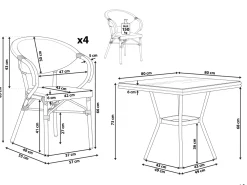 Ulkokalusteet<Beliani Puutarhakalustesetti 4-Istuttava Harmaa/Musta Caspri