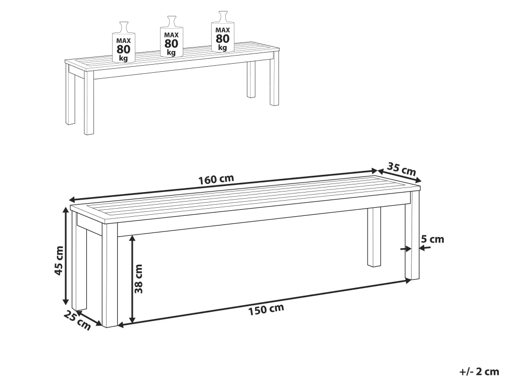 Ulkokalusteet<Beliani Puutarhapenkki 160 Cm Puinen Tummanruskea Tuscania