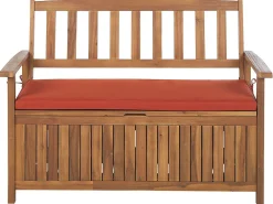 Ulkokalusteet<Beliani Puutarhapenkki Akasiapuu Säilytystila Punainen 120 Cm Sovana
