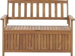 Ulkokalusteet<Beliani Puutarhapenkki Akasiapuu Säilytystila Punainen 120 Cm Sovana