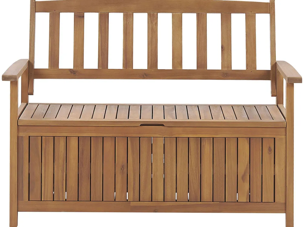 Ulkokalusteet<Beliani Puutarhapenkki Akasiapuu Säilytystila Punainen 120 Cm Sovana