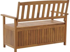 Ulkokalusteet<Beliani Puutarhapenkki Akasiapuu Säilytystila Punainen 120 Cm Sovana