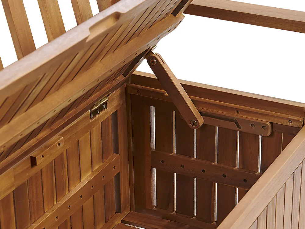 Ulkokalusteet<Beliani Puutarhapenkki Akasiapuu Säilytystila Punainen 120 Cm Sovana