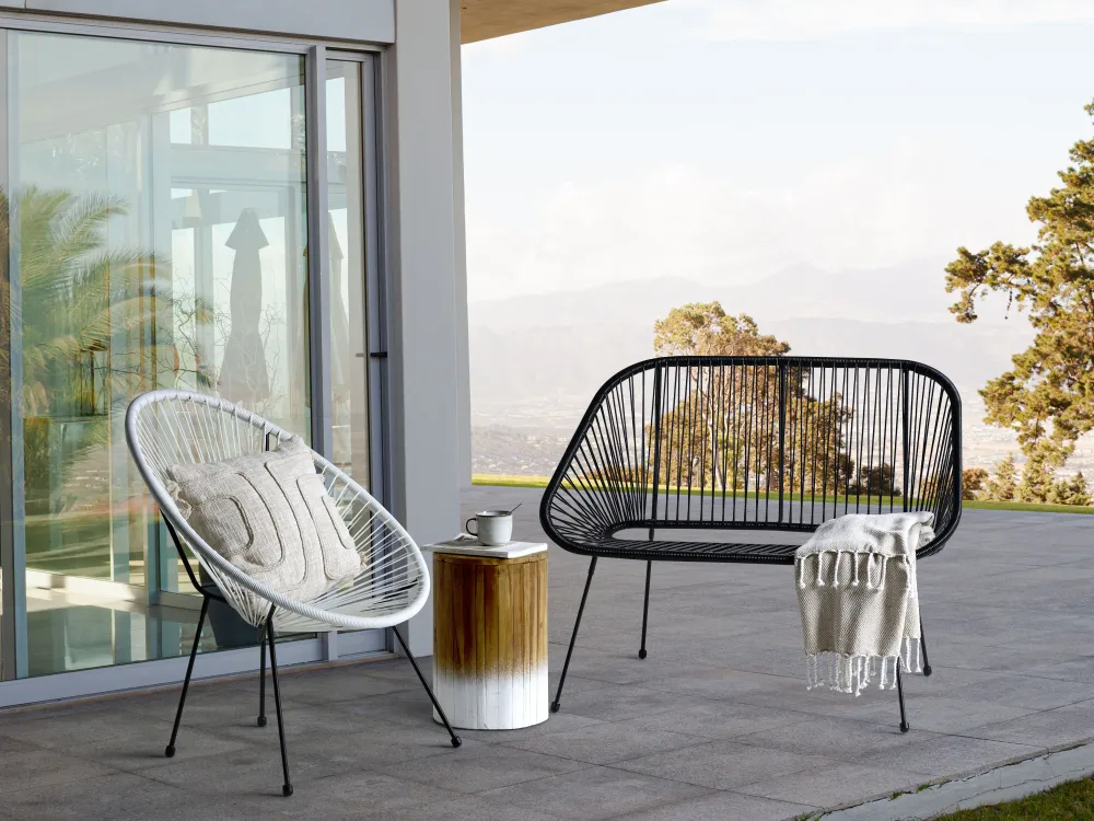 Hot Beliani Puutarhapenkki Polyrottinki Musta 114 Cm Acapulco