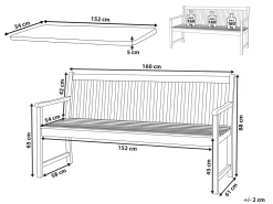 Discount Beliani Puutarhapenkki Sertifioitu Akaasia Vaalea Puu/Ruskeanharmaa 160 Cm Vivara