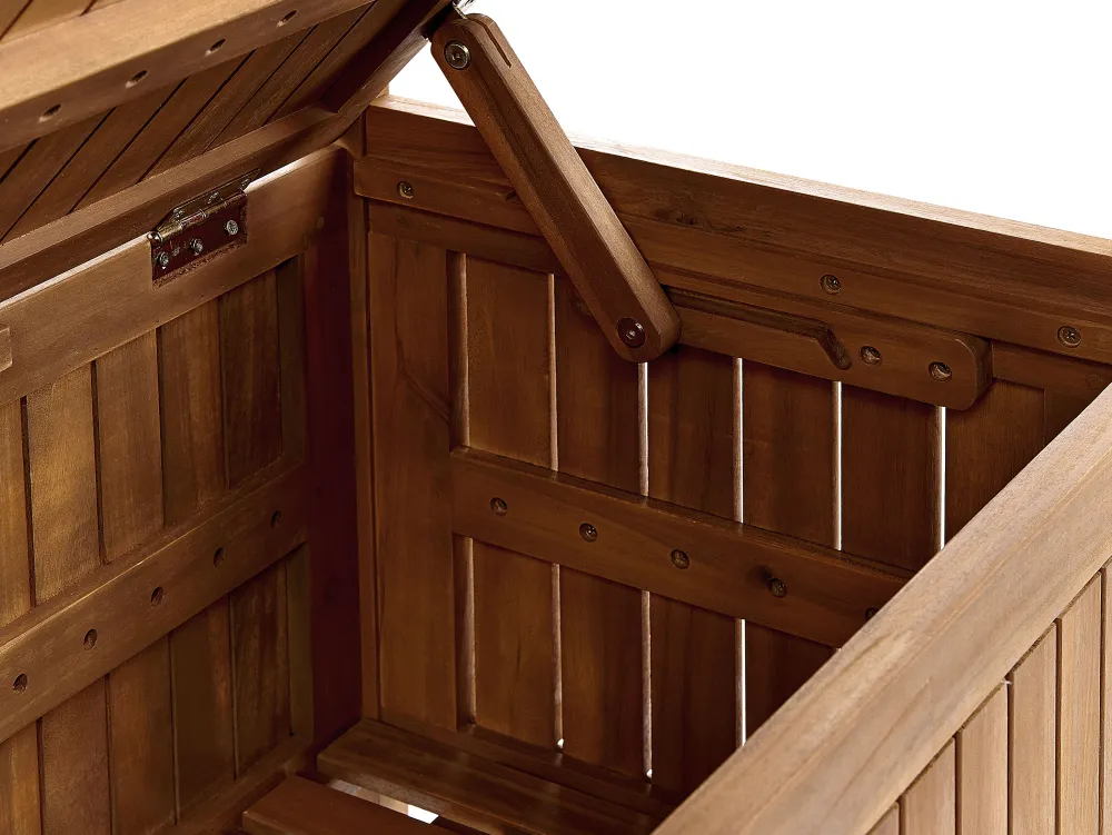 Ulkokalusteet<Beliani Puutarhapenkki Vaalea Akasiapuu Säilytystila 160 Cm Sovana