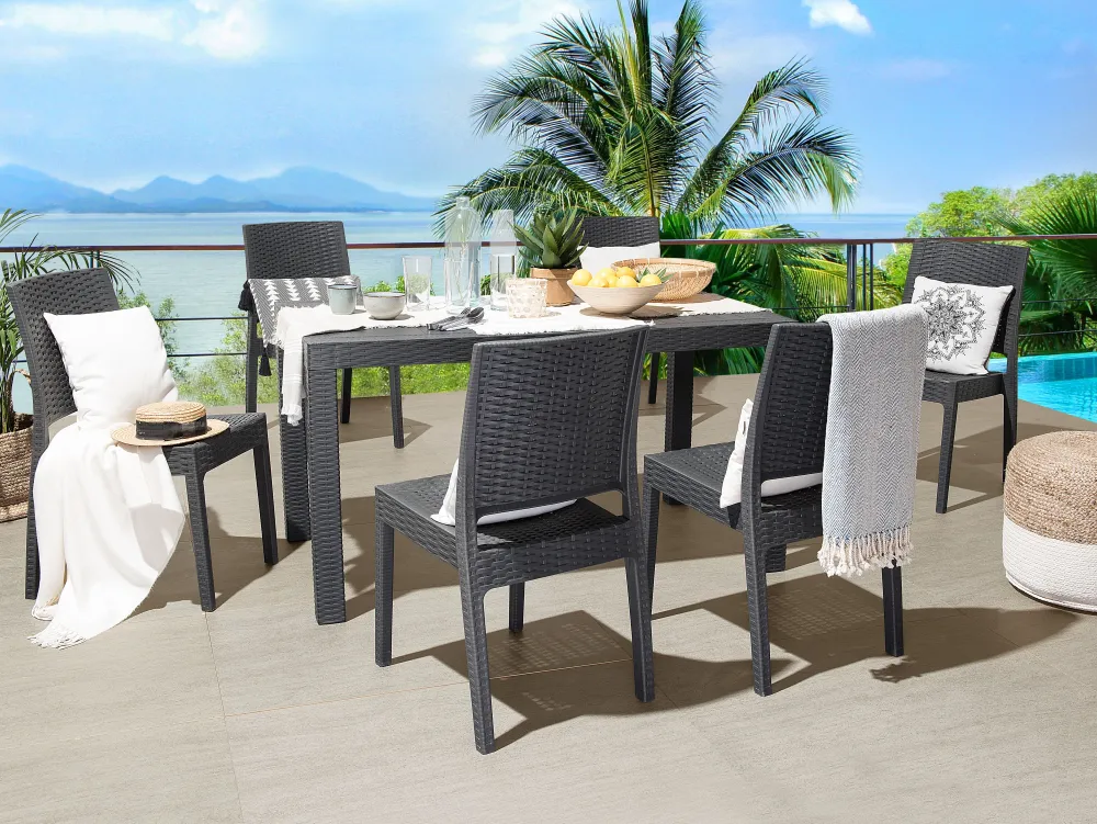 Ulkokalusteet<Beliani Puutarhapoyta 140 X 80 Cm Grafiitinharmaa Fossano