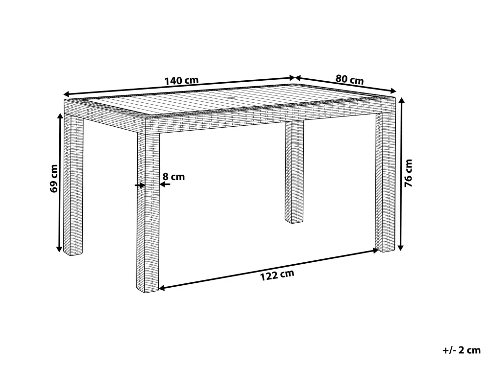 Ulkokalusteet<Beliani Puutarhapoyta 140 X 80 Cm Grafiitinharmaa Fossano
