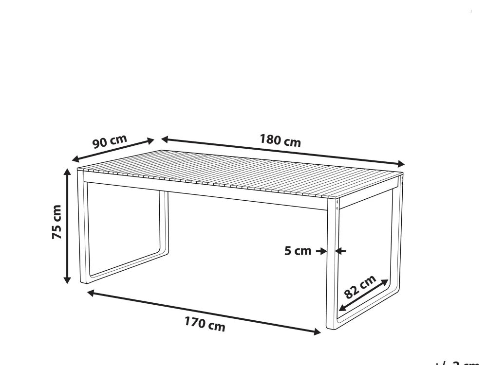Pöydät<Beliani Puutarhapoyta Akaasia Vaalea Puu 180 X 90 Cm Sassari