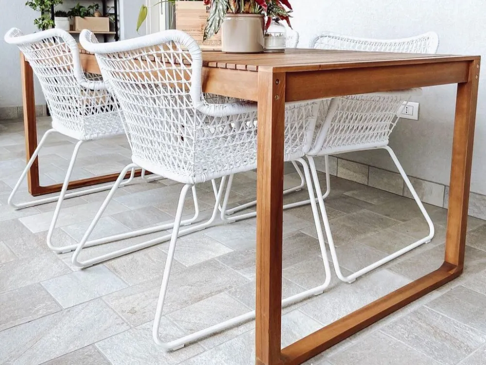 Pöydät<Beliani Puutarhapoyta Akaasia Vaalea Puu 180 X 90 Cm Sassari