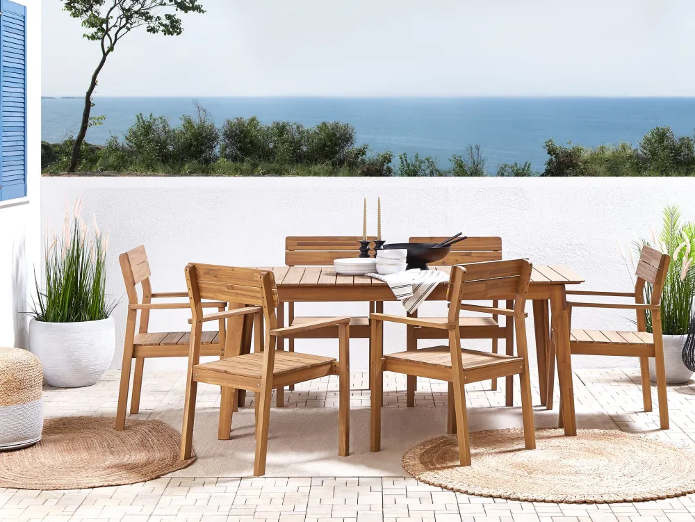 Discount Beliani Puutarhapoyta Akaasia Vaalea Puu 180 X 90 Cm Fornelli