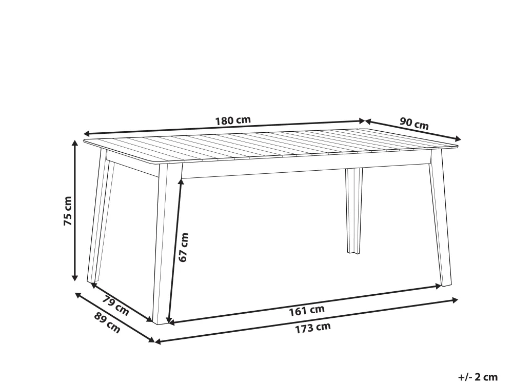 Discount Beliani Puutarhapoyta Akaasia Vaalea Puu 180 X 90 Cm Fornelli