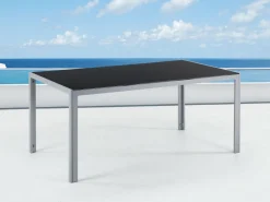 Pöydät<Beliani Puutarhapoyta Alumiini Musta/Hopea 160 X 90 Cm Catania