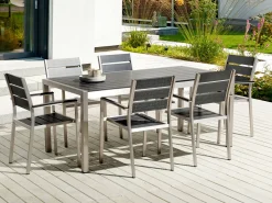 Pöydät<Beliani Puutarhapoyta Alumiini Musta 180 X 90 Cm Vernio