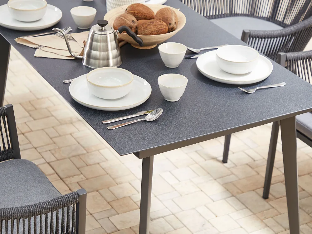 Outlet Beliani Puutarhapoyta Alumiini Tummanharmaa 140 X 80 Cm Mileto