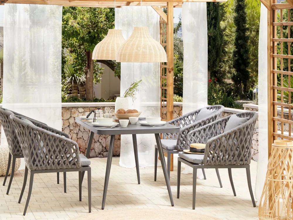 Outlet Beliani Puutarhapoyta Alumiini Tummanharmaa 140 X 80 Cm Lipari