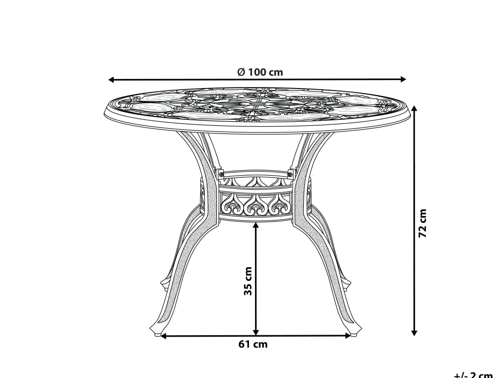 Ulkokalusteet<Beliani Puutarhapoyta Alumiini Tummanruskea 100 Cm Sapri