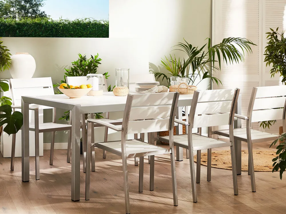 Shop Beliani Puutarhapoyta Alumiini Valkoinen 180 X 90 Cm Vernio