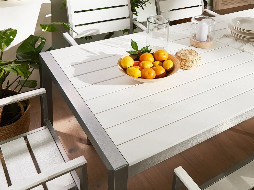 Shop Beliani Puutarhapoyta Alumiini Valkoinen 180 X 90 Cm Vernio