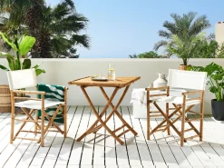 Pöydät<Beliani Puutarhapoyta Bambu Vaalea Puu 70 X 70 Cm Molise