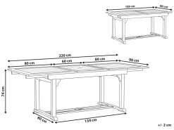 Pöydät<Beliani Puutarhapoyta Jatkettava Akaasia Vaalea Puu 160/220 X 90 Cm Java