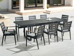 Pöydät<Beliani Puutarhapoyta Jatkettava Alumiini Musta 180/240 X 90 Cm Valcanetto