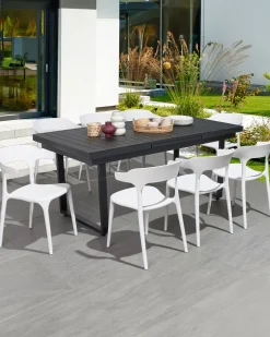 Pöydät<Beliani Puutarhapoyta Jatkettava Alumiini Musta 180/240 X 90 Cm Valcanetto