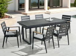 Pöydät<Beliani Puutarhapoyta Jatkettava Alumiini Musta 180/240 X 90 Cm Valcanetto