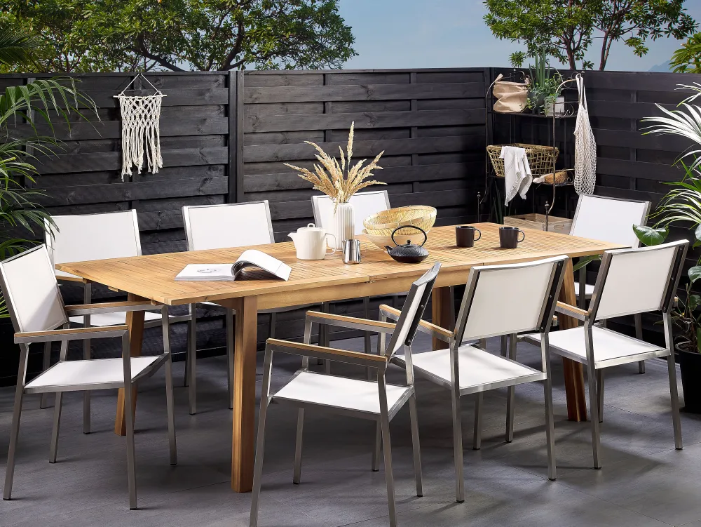 Ulkokalusteet<Beliani Puutarhapoyta Jatkettava Akaasia Vaalea Puu 180/240 X 100 Cm Cesana