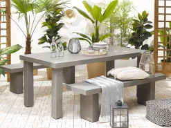 Pöydät<Beliani Puutarhapoyta Kuitusementti Harmaa 180 X 90 Cm Taranto