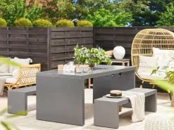 Ulkokalusteet<Beliani Puutarhapoyta Kuitusementti U-Muoto Harmaa 180 X 90 Cm Taranto