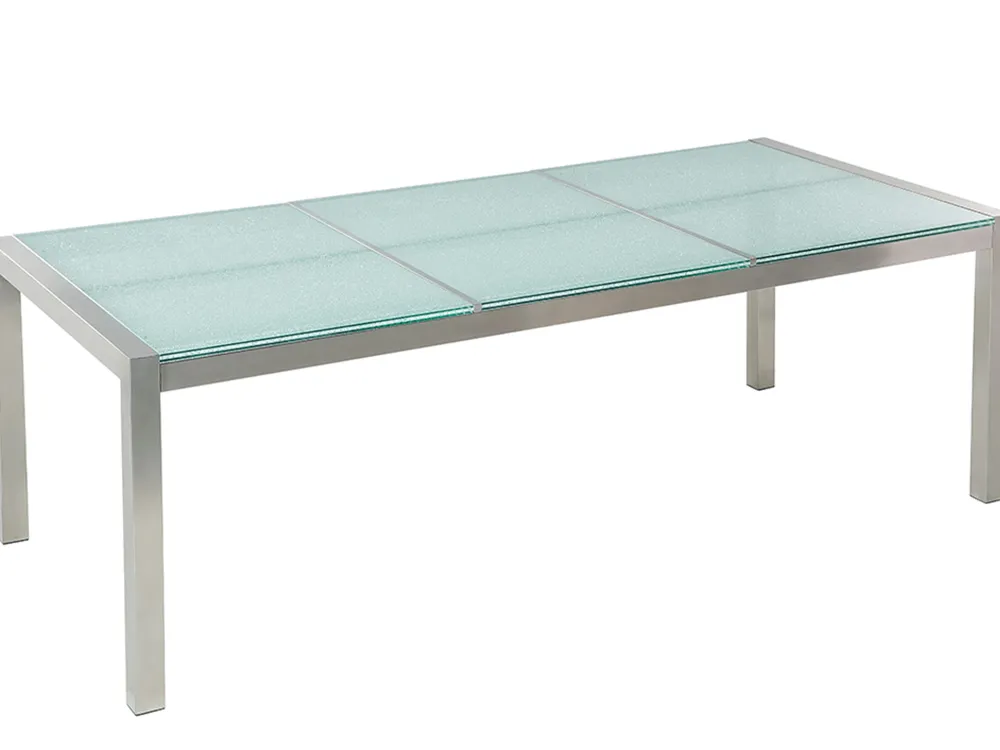 Pöydät<Beliani Puutarhapoyta 3-Osainen Lasitaso Kirkas 220 X 100 Cm Grosseto