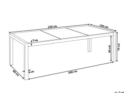 Pöydät<Beliani Puutarhapoyta 3-Osainen Lasitaso Kirkas 220 X 100 Cm Grosseto