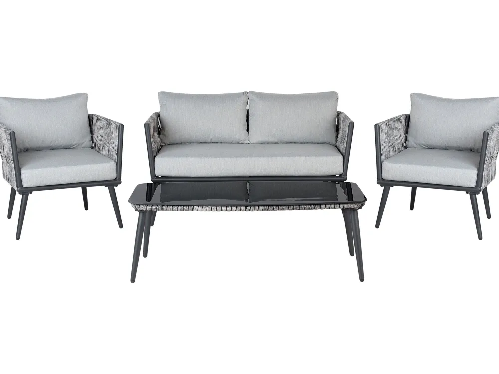 Ulkokalusteet<Beliani Puutarhapoytaryhma Harmaa/Musta Preveza