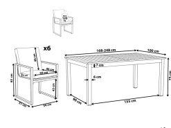 Ulkokalusteet<Beliani Puutarhapoytaryhma Jatkettava Poyta Ja 6 Tuolia Pancole