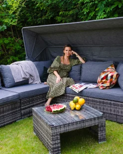 Ulkokalusteet<Beliani Puutarharyhma 6-Istuttava Harmaa Corte