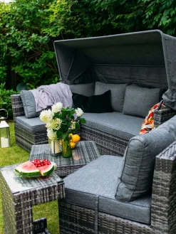 Ulkokalusteet<Beliani Puutarharyhma 6-Istuttava Harmaa Corte