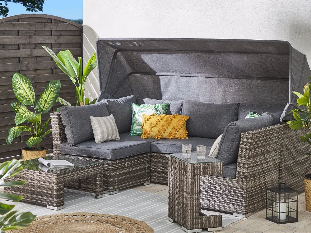 Ulkokalusteet<Beliani Puutarharyhma 6-Istuttava Harmaa Corte