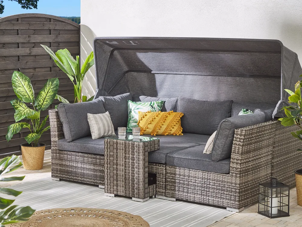 Ulkokalusteet<Beliani Puutarharyhma 6-Istuttava Harmaa Corte