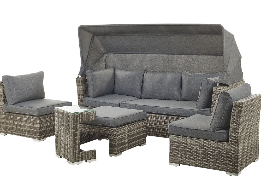 Ulkokalusteet<Beliani Puutarharyhma 6-Istuttava Harmaa Corte