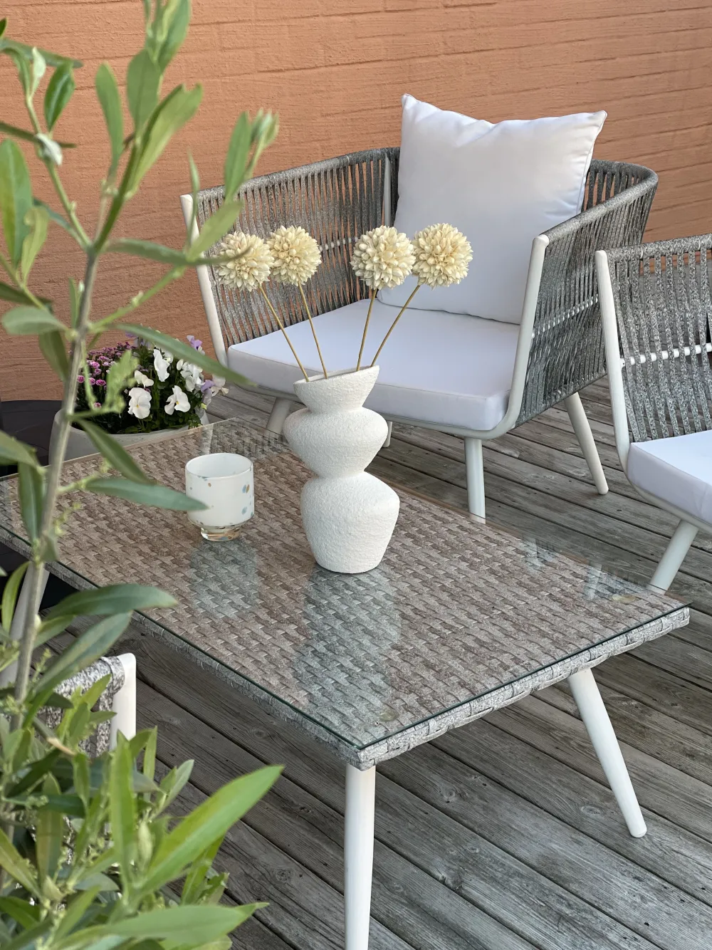 Ulkokalusteet<Beliani Puutarhasohvasetti Luonnonvalkoinen Ragusa