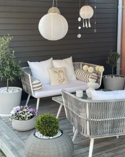 Ulkokalusteet<Beliani Puutarhasohvasetti Luonnonvalkoinen Ragusa