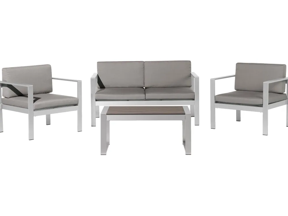 Best Sale Beliani Puutarhasohvasetti Tummanharmaa Salerno