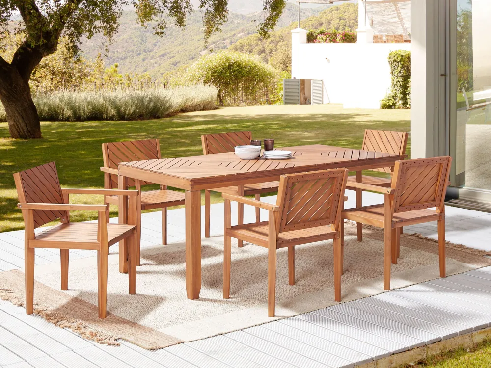 Ulkokalusteet<Beliani Puutarhatuoli Akaasia Vaalea Puu Baratti