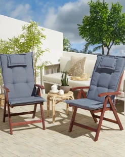 Discount Beliani Puutarhatuoli Akasiapuu Tumma Puu/Sininen 2 Kpl Toscana