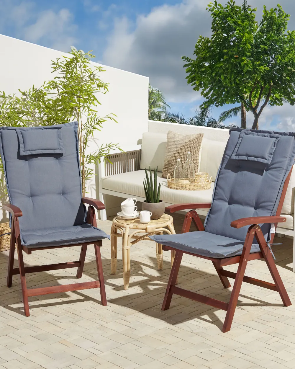 Discount Beliani Puutarhatuoli Akasiapuu Tumma Puu/Sininen 2 Kpl Toscana